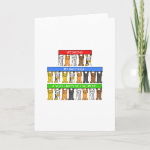 Cartão Feliz Aposentadoria Irmão Gatos de Cartoon