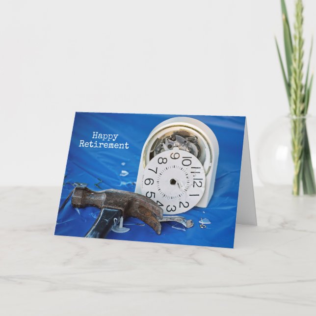 Cartão Feliz Aposentadoria Quebrada Relógio de Alarme (Frente)