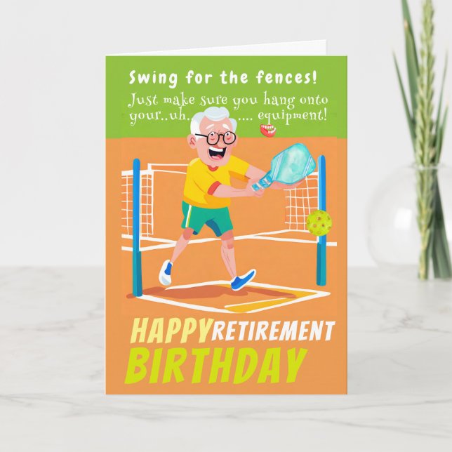 Cartão Feliz Aposentamento de Pickleball Birthday (Frente)