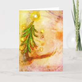 Cartão Feliz Árvore de Natal com luzes