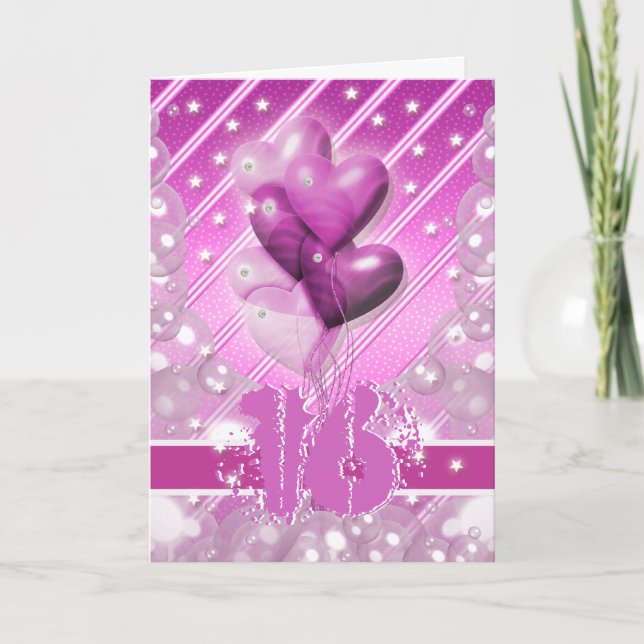 Cartão Feliz balões de 16 anos brilhante (Frente)