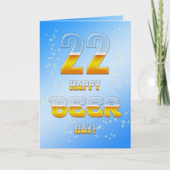 Cartão Feliz Beer Day 22.º aniversário (Frente)