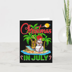 Cartão Feliz Beisebol Santa Hat Natal Havaiano Em Jul