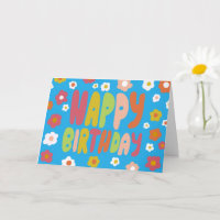 FELIZ BIRTHDAY Daisies Bble Letters CUSTOM Bday
