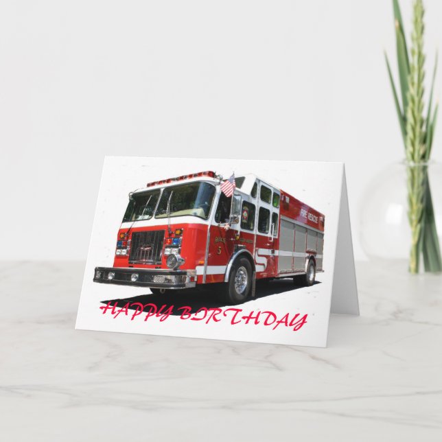 Cartão FELIZ BIRTHDAY Fire Truck (Frente)