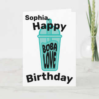 Cartão Feliz Boba Love Birthday Engraçado Tea Boba Tea