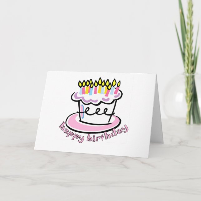 Cartão Feliz bolo de aniversário (Frente)