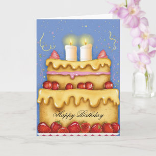Cartão Feliz bolo de aniversário