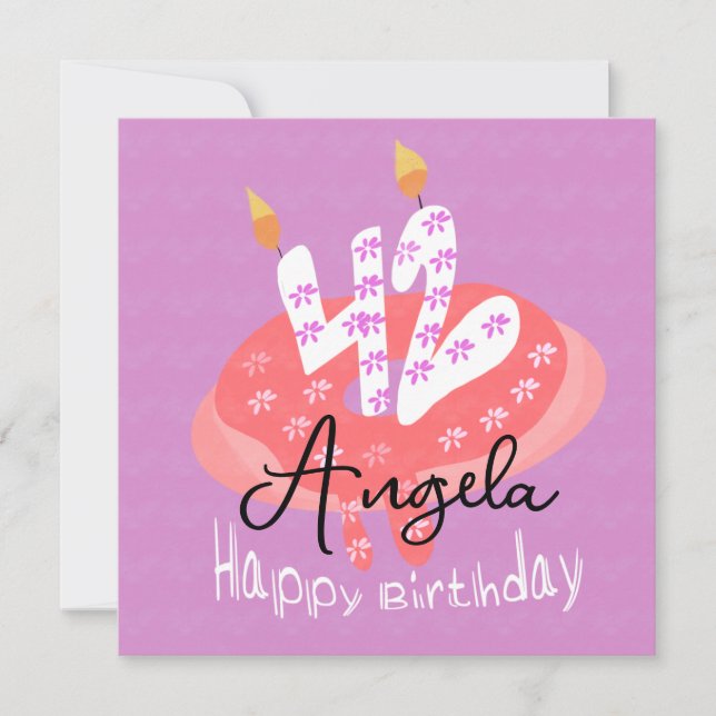 Cartão Feliz Bolo de Rosquinha de aniversário do 42º aniv (Frente)