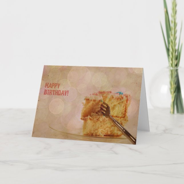 Cartão Feliz Bolo Rosa Rosa de Bokee (Frente)