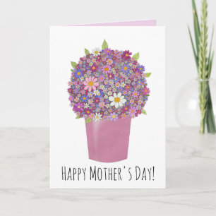 Cartão Feliz buquê rosa-Dia de as mães das flores",