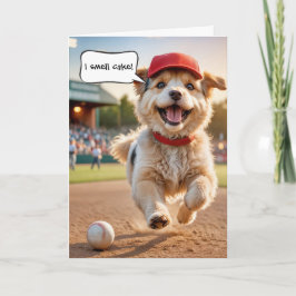Cartão Feliz Cachorro de Aniversário Vestindo um Boné de