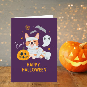 Cartão Feliz Cachorro de Múmia Bonita de Halloween