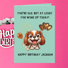 Cartão Feliz Cachorro Simples Saudação de Aniversário