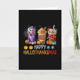 Cartão Feliz Café Hallothanksmas Halloween Dia de Ação de