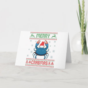 Cartão Feliz Caranguejo Natal Camisola Feia de Natal Engr