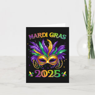 Cartão Feliz Carnaval Mardi Gras Máscara 2025 Jes