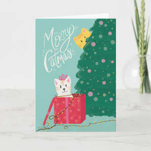 Cartão Feliz Catmas Folheto de Natal Dobrado
