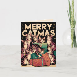 Cartão Feliz Catmas - natal de gato-do-gato-do-mato-bonit