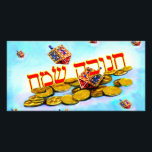 Cartão Feliz Chanukah em hebraico<br><div class="desc">Prepare-se para aquelas oito noites malucas com o Happy Chanukah nos cartões hebraicos,  e roupa.</div>