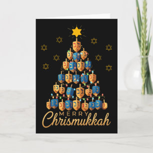 Cartão Feliz Chrismukkah Feliz Chanukkah Dreidel Natal
