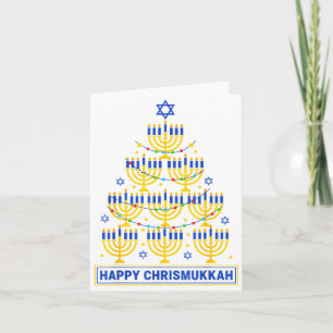 Cartão Feliz Chrismukkah Hanukkah Luz Árvore Feriado Juda