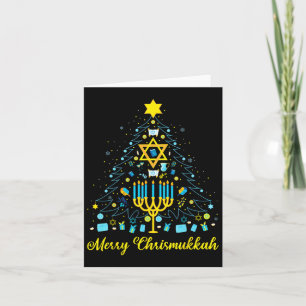 Cartão Feliz Chrismukkah Menorah Árvore de Natal Chanukah