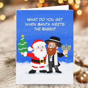 Cartão Feliz Chrismukkah Papai Noel Encontra o Rabino Div