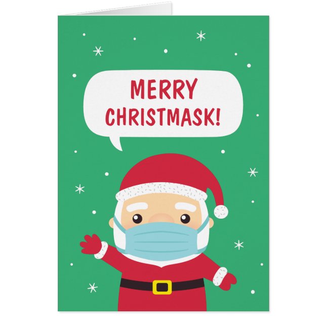 Cartão Feliz Christmask, Papais noeis de Natal engraçados (Frente)