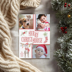Cartão Feliz "Christmoose" Natal Foto Personalizada