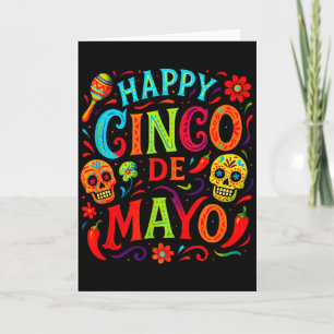 Cartão Feliz Cinco De Mayo - Crânios da Festa Mexicana Fe