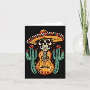 Cartão Feliz Cinco De Mayo Esqueleto Crânio Sombrero Guit
