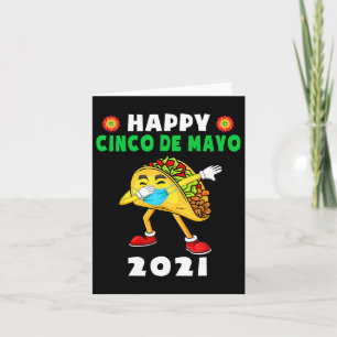 Cartão Feliz Cinco De Mayo Lindo Taco Usando Máscara Cria
