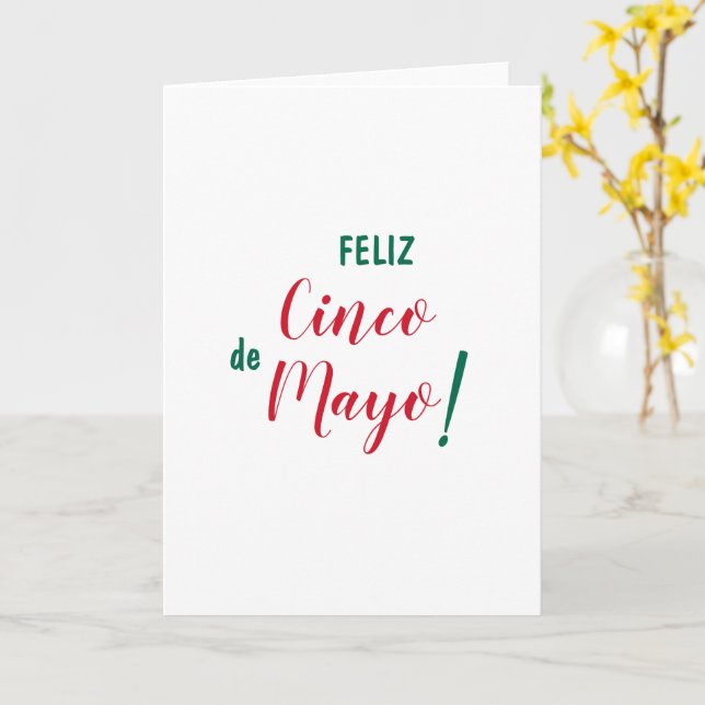 Cartão Feliz Cinco de Mayo Verde Vermelho Branco (Flor Amarela)