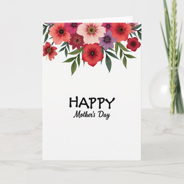 Cartão Feliz com Florais em Aquarela (Frente)