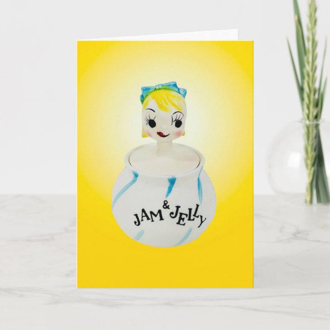 Cartão Feliz com Rosto Sorridente Doce de Geleia (Frente)
