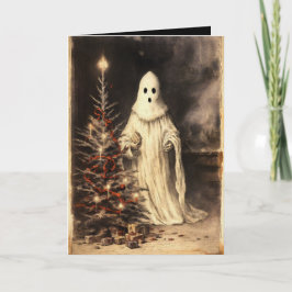 Cartão Feliz Creepmas Assombroso Fantasma Gótico Vintage
