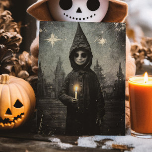 Cartão Feliz Creepmas Garoto Sinistro Gótico Vintage
