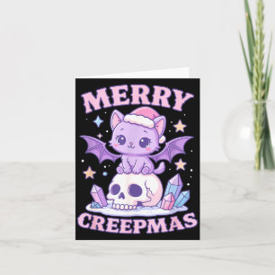 Cartão Feliz Creepmas Gato Pastel Góthico Natal Caveira