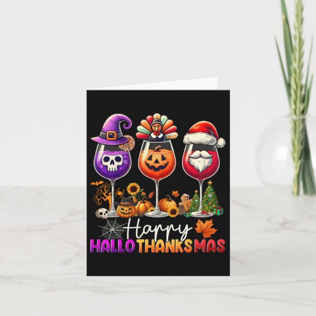 Cartão Feliz Cristo de Ação de Graças de Halloween de Hal (Frente)