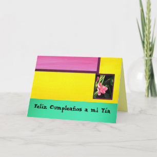 Cartão Feliz Cumpleaños a mi Tía - Pink Flower