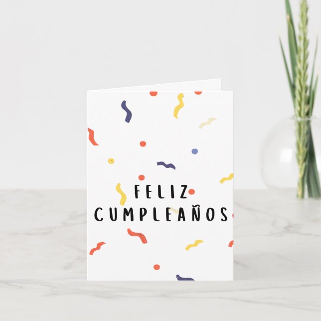 Cartão Feliz cumpleaños Aniversário espanhol (Frente)