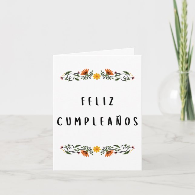 Cartão Feliz cumpleaños Aniversário espanhol (Frente)