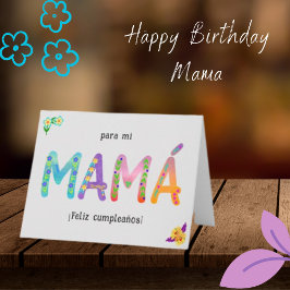 Cartão Feliz Cumpleaños Mamá Letras Whimsso Aniversário