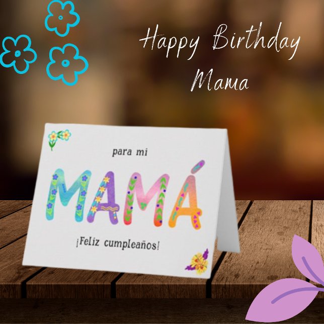 Cartão Feliz Cumpleaños Mamá Letras Whimsso Aniversário (Criador carregado)
