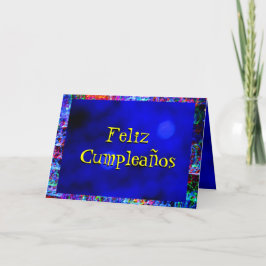 Cartão - Feliz Cumpleaños - multicolorido