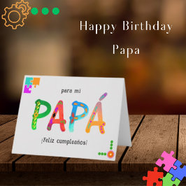 Cartão Feliz Cumpleaños Papá - Letras cronológicas de Ani