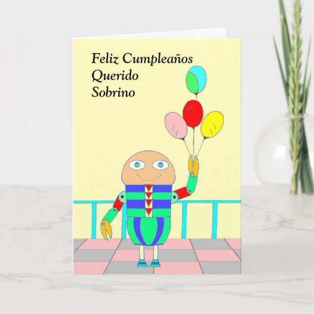 Cartão Feliz Cumpleaños Querido Sobrino (Frente)