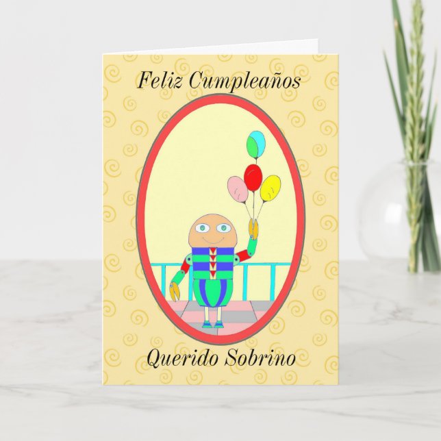 Cartão Feliz Cumpleaños Querido Sobrino II (Frente)