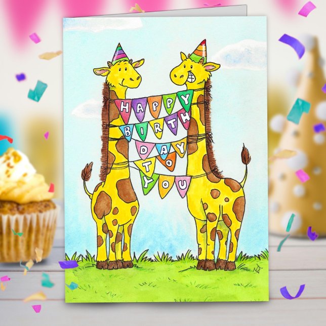 Cartão Feliz cumprimento de aniversário às Girafas (Criador carregado)